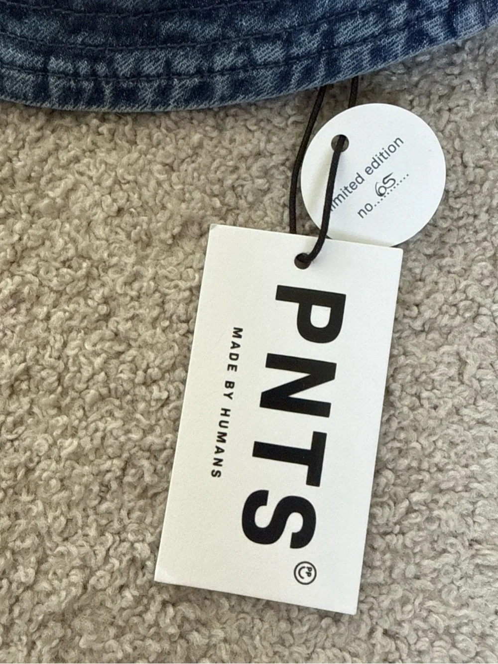NWT PNTS Vintage/Medium Washed Denim Cotton Bucket Hat Smiley Face Logo